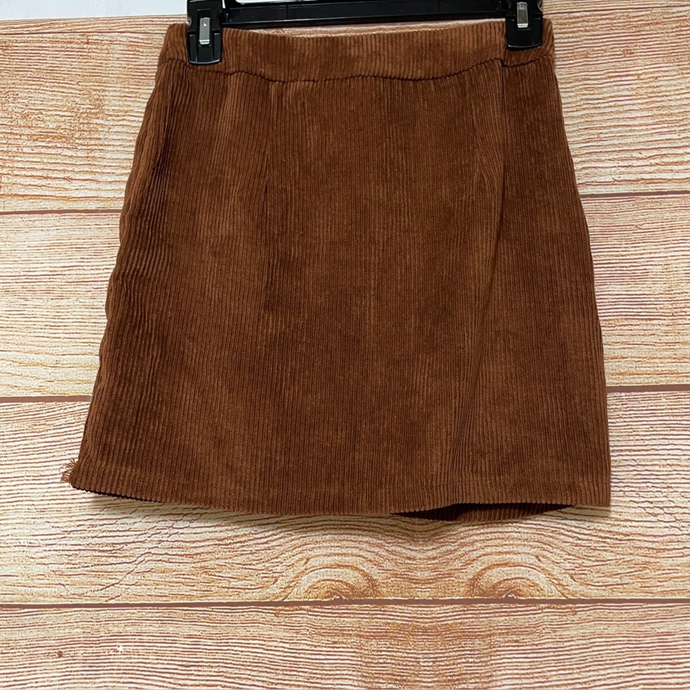 Corduroy Brown Mini Zip Back Skirt Size X-Small